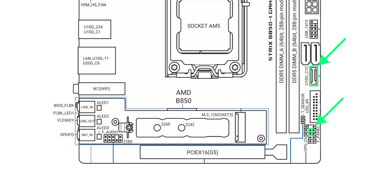 T1 B850I Internal Connectors