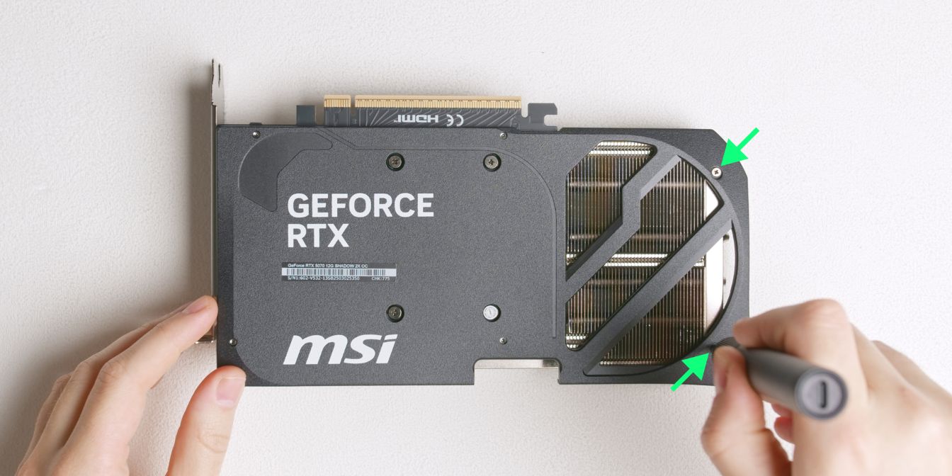 MSI RTX 5070 Shadow 2X backplate screws